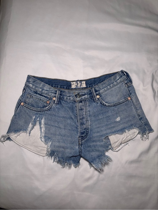 We The Free Pants - We The Free Light Blue Distressed High-Rise Denim Shorts